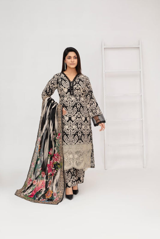 LL-113 (3PC Stitched Print)  Libas-e-Luxe