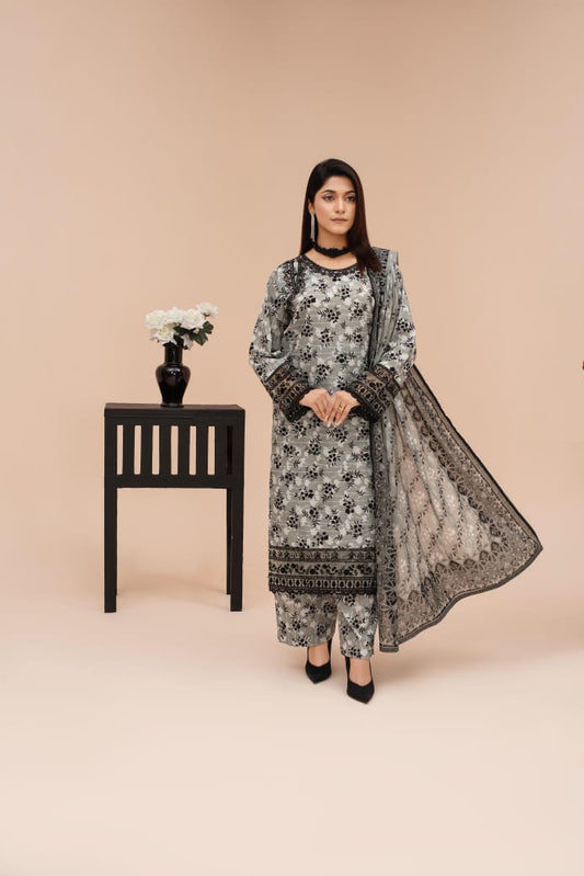 LL-102 (3PC Stitched Print) Libas-e-Luxe