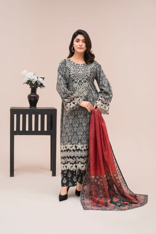 LL-114 (3PC Stitched Print) Libas-e-Luxe