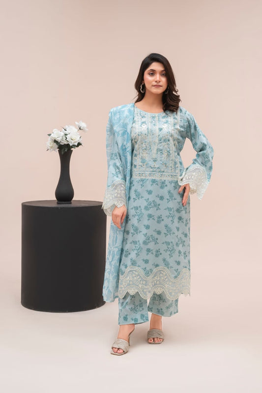 LL-115 (3PC Stitched Print)  Libas-e-Luxe