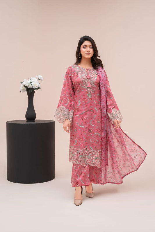 LL-118 (3PC Stitched Print)  Libas-e-Luxe