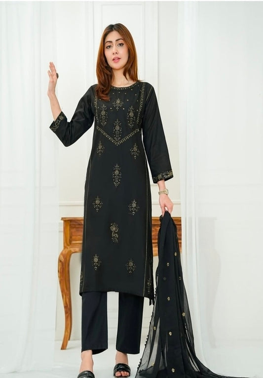 LL-101(3PC Stitched  Embroidered)