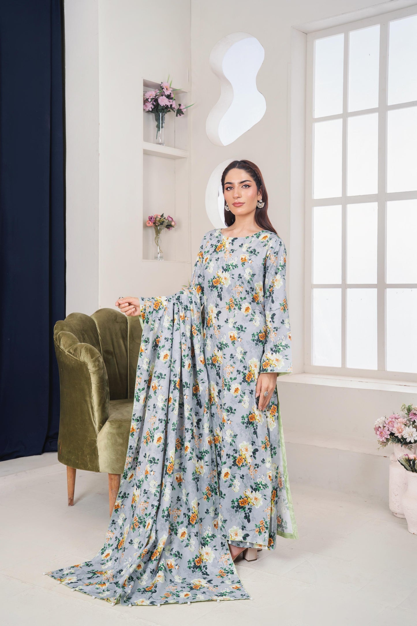LL-111 (3PC Stitched Print) Libas-e-Luxe
