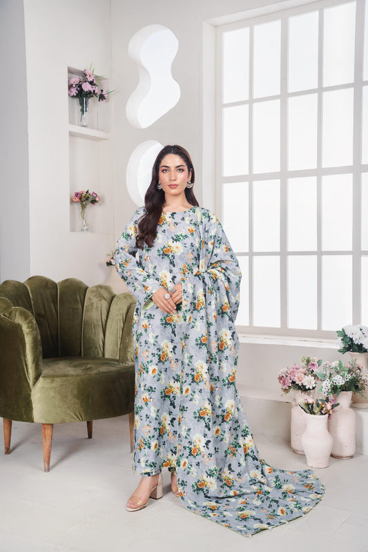 LL-111 (3PC Stitched Print) Libas-e-Luxe